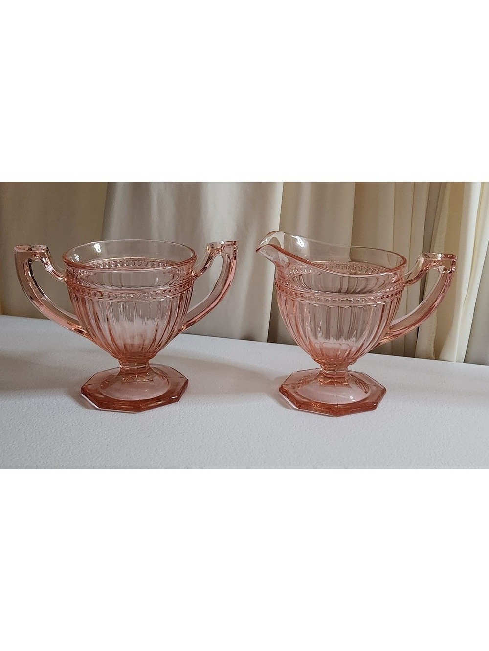 Imperial Glass Fancy Colonial Pink Sugar & Creamer Set